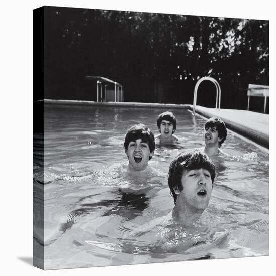 Paul McCartney, George Harrison, John Lennon and Ringo Starr Taking a Dip in a Swimming Pool-null-Premier Image Canvas