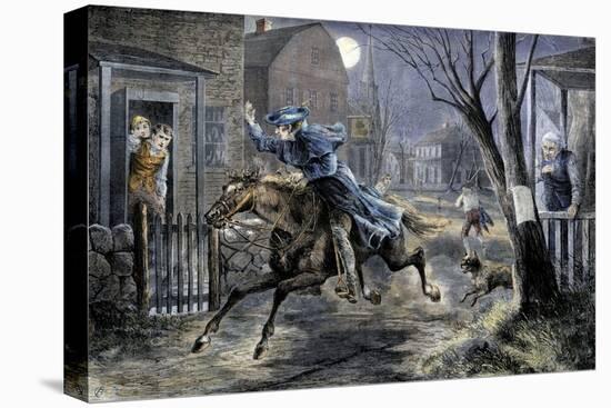 Paul Revere's Ride to Rouse Minutemen before the Battle of Lexington, April 19, 1775-null-Premier Image Canvas