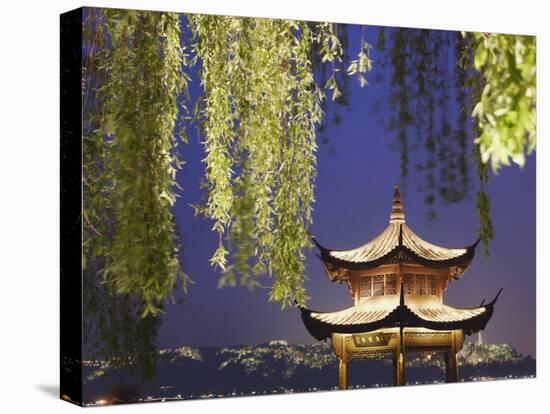 Pavilion on Xi Hu at Dusk, Hangzhou, Zhejiang, China, Asia-Ian Trower-Premier Image Canvas