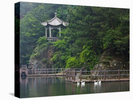 Pavilion with Lake in the Mountain, Tiantai Mountain, Zhejiang Province, China-Keren Su-Premier Image Canvas