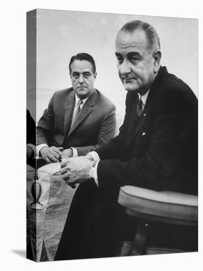 Peace Corp. Head Sargent R. Shriver Jr. and President Lyndon B. Johnson-John Dominis-Premier Image Canvas