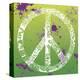 Peace, Love, Music (on green)-null-Stretched Canvas