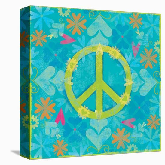 Peace Sign Floral Hearts I-Alan Hopfensperger-Stretched Canvas