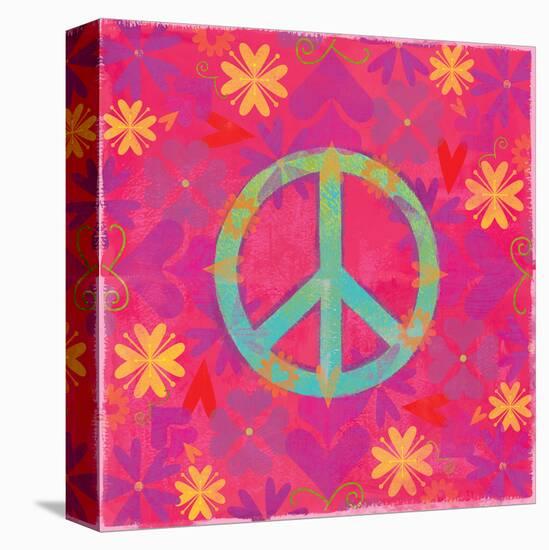 Peace Sign Floral Hearts II-Alan Hopfensperger-Stretched Canvas