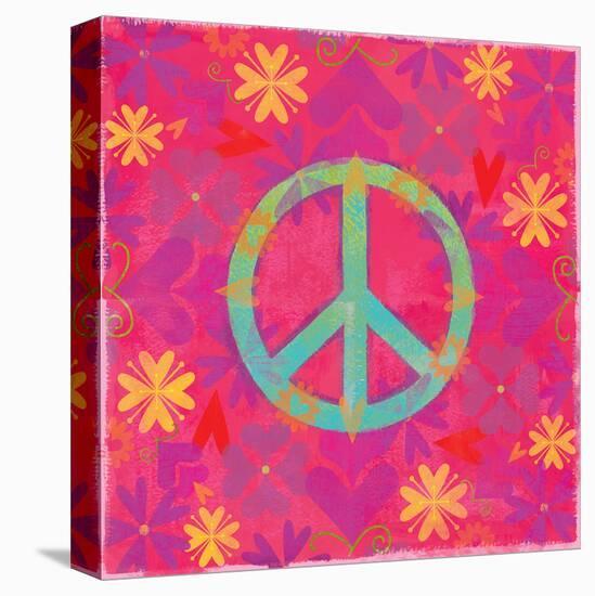 Peace Sign Floral Hearts II-Alan Hopfensperger-Stretched Canvas