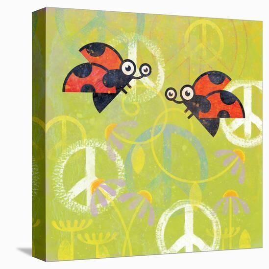 Peace Sign Ladybugs III-Alan Hopfensperger-Stretched Canvas