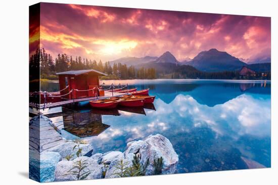 Peaceful Mountain Lake in National Park High Tatra. Dramatic Overcast Sky. Strbske Pleso, Slovakia,-Leonid Tit-Premier Image Canvas