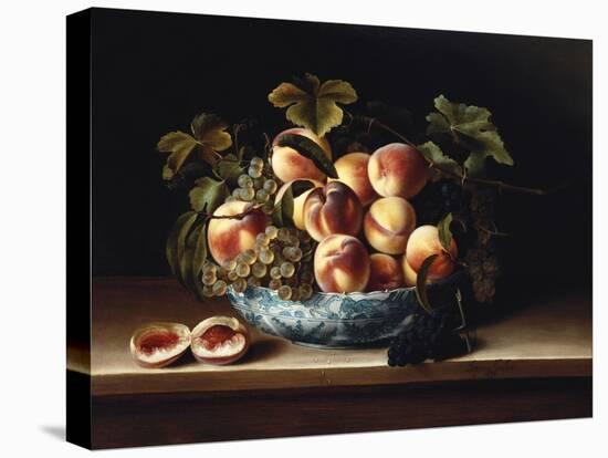 Peaches and Grapes in a Blue and White Chinese Porcelain Bowl Fruit Still Life, 1634-Louise Moillon-Premier Image Canvas