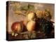 Peaches and Grapes with a Cabbage White on a Marble Ledge-Jan Frans Dael-Premier Image Canvas