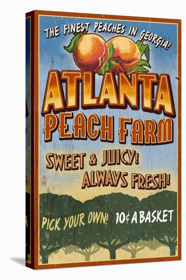 Peaches - Atlanta, Georgia-Lantern Press-Stretched Canvas