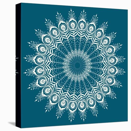 Peacock Feathers Mandala-null-Stretched Canvas