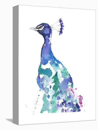 Peacock Splash II-Jennifer Goldberger-Stretched Canvas