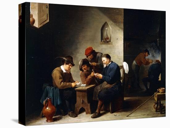 Peasants at Cards in a Cottage, C.1644-45-David Teniers the Younger-Premier Image Canvas