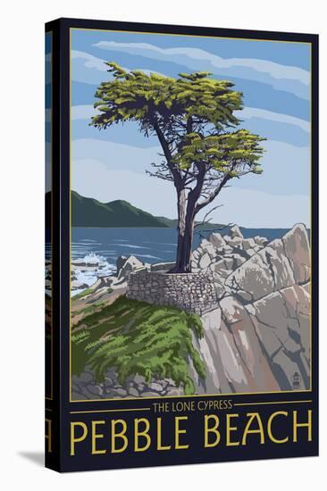 Pebble Beach, California - Lone Cypress Tree-Lantern Press-Stretched Canvas