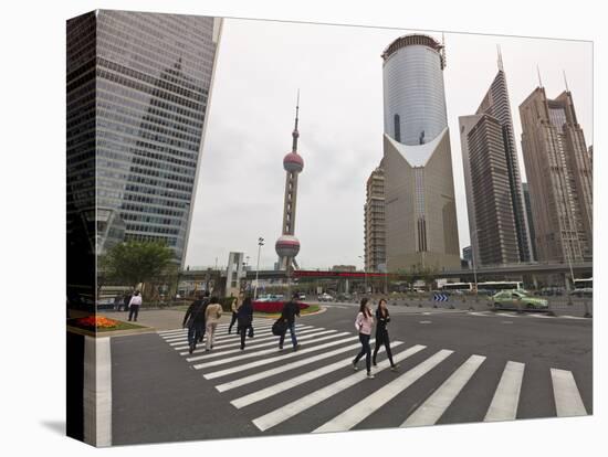 Pedestrian Crossing in Pudong, the Financial and Business Centre. Oriental Pearl Tower in Centre, S-Amanda Hall-Premier Image Canvas