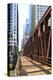 Pedestrians Crossing a Bridge over the Chicago River, Chicago, Illinois, United States of America-Amanda Hall-Premier Image Canvas