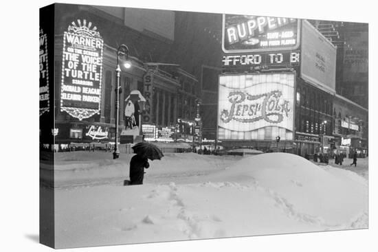 Pedestrians Walking Through Heavy Snow at Night in New York City, December 26-27, 1947-Al Fenn-Premier Image Canvas