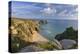 Pednvounder beach and Logan Rock from Treen Cliff, Cornwall, England.-Adam Burton-Premier Image Canvas