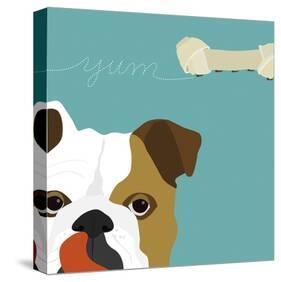 Peek-a-Boo Bulldog-Yuko Lau-Stretched Canvas