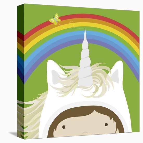 Peek-a-Boo Unicorn-Yuko Lau-Stretched Canvas