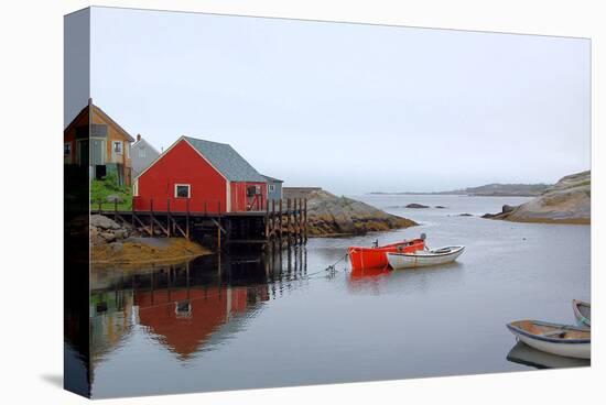 Peggy's Cove Harbour Cloudy-null-Stretched Canvas