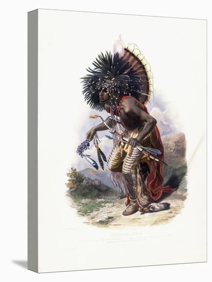 Pehriska-Ruhpa, Moennitarri Warrior in the Costume of the Dog Danse, 1840-Karl Bodmer-Premier Image Canvas
