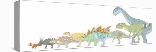 Pencil Drawing Illustrating Various Dinosaurs and their Comparative Sizes-Stocktrek Images-Stretched Canvas