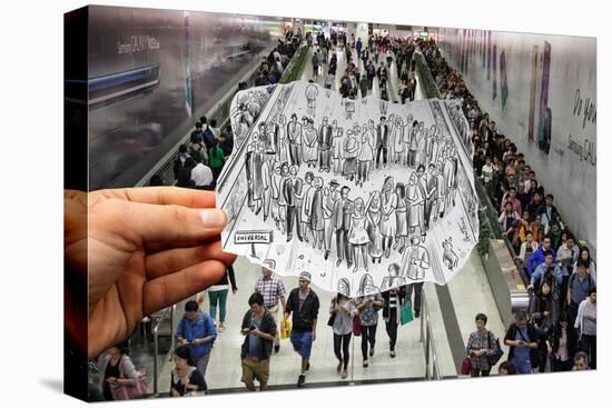 Pencil Vs Camera - Hong Kong Metro Station-Ben Heine-Premier Image Canvas