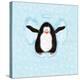Penguin In Snow Angel-Janis Boehm-Stretched Canvas