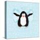 Penguin In Snow Angel-Janis Boehm-Stretched Canvas