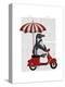 Penguin On Red Moped-Fab Funky-Stretched Canvas