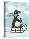 Penguin On Sled-Fab Funky-Stretched Canvas