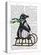 Penguin On Sled-Fab Funky-Stretched Canvas