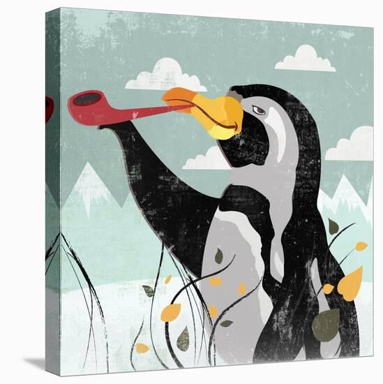 Penguin Stroll-Anna Polanski-Stretched Canvas