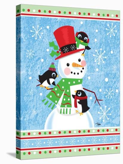 Penguins & Snowman-Teresa Woo-Stretched Canvas