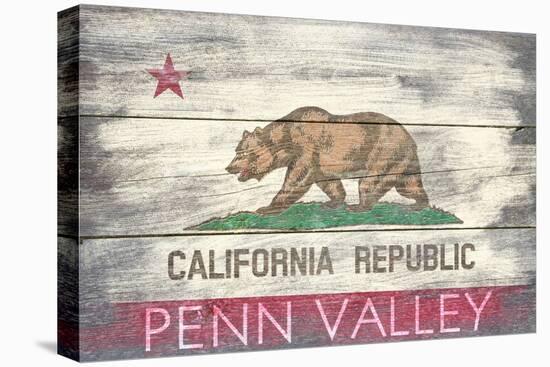 Penn Valley, California - State Flag - Barnwood Painting-Lantern Press-Stretched Canvas