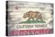 Penn Valley, California - State Flag - Barnwood Painting-Lantern Press-Stretched Canvas