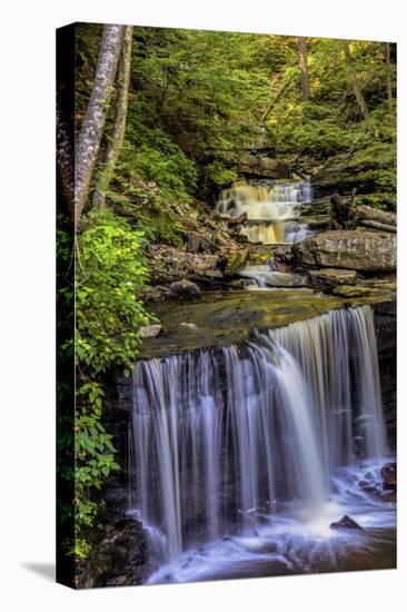 Pennsylvania, Benton, Ricketts Glen SP. Delaware Falls Cascade-Jay O'brien-Premier Image Canvas