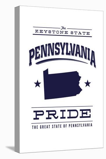 Pennsylvania State Pride - Blue on White-Lantern Press-Stretched Canvas