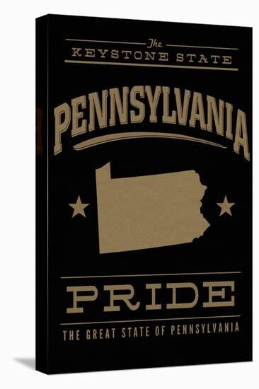 Pennsylvania State Pride - Gold on Black-Lantern Press-Stretched Canvas