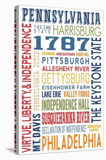Pennsylvania - Typography-Lantern Press-Stretched Canvas