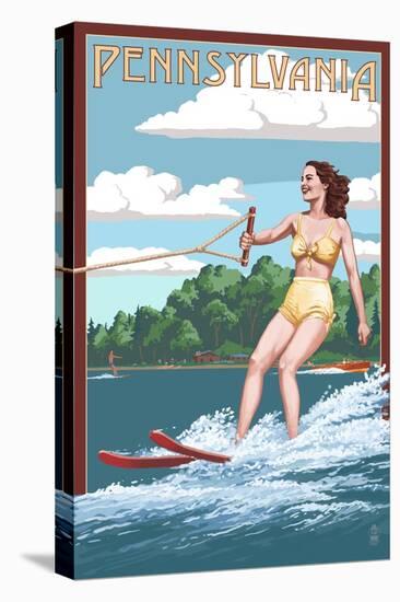 Pennsylvania - Water Skier and Lake-Lantern Press-Stretched Canvas