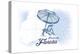 Pensacola, Florida - Beach Chair and Umbrella - Blue - Coastal Icon-Lantern Press-Stretched Canvas