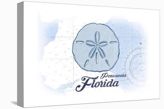 Pensacola, Florida - Sand Dollar - Blue - Coastal Icon-Lantern Press-Stretched Canvas