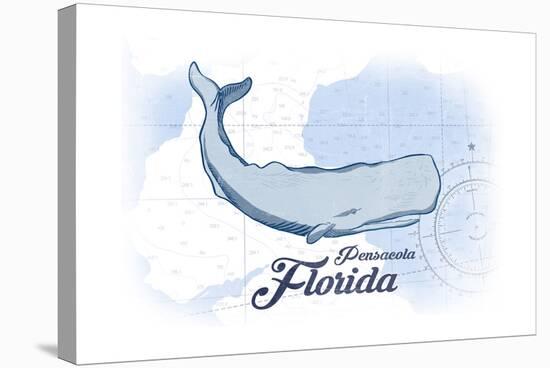 Pensacola, Florida - Whale - Blue - Coastal Icon-Lantern Press-Stretched Canvas