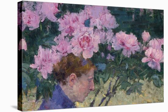 Peonies and head of a Woman-John Peter Russell-Stretched Canvas