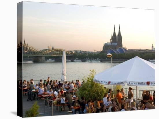 People at Trendy Rheinterrassen Bar and Restaurant Beside the River Rhine, Cologne, Germany-Yadid Levy-Premier Image Canvas