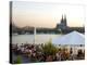 People at Trendy Rheinterrassen Bar and Restaurant Beside the River Rhine, Cologne, Germany-Yadid Levy-Premier Image Canvas