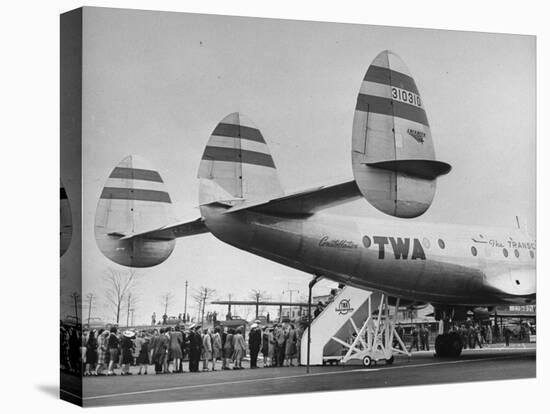 People Boarding Twa Plane "Constellation"-null-Premier Image Canvas