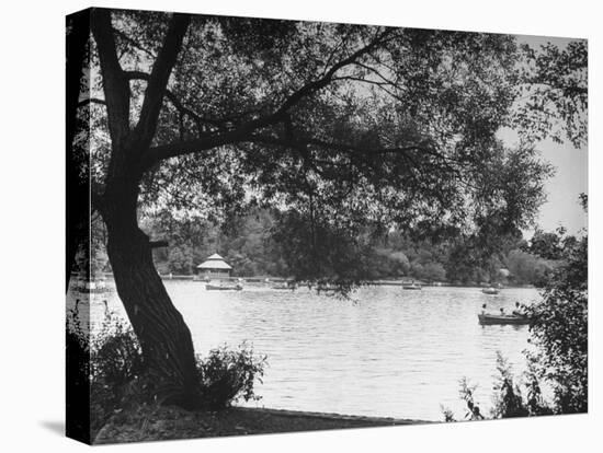 People Boat Riding in Prospect Park-Ed Clark-Premier Image Canvas